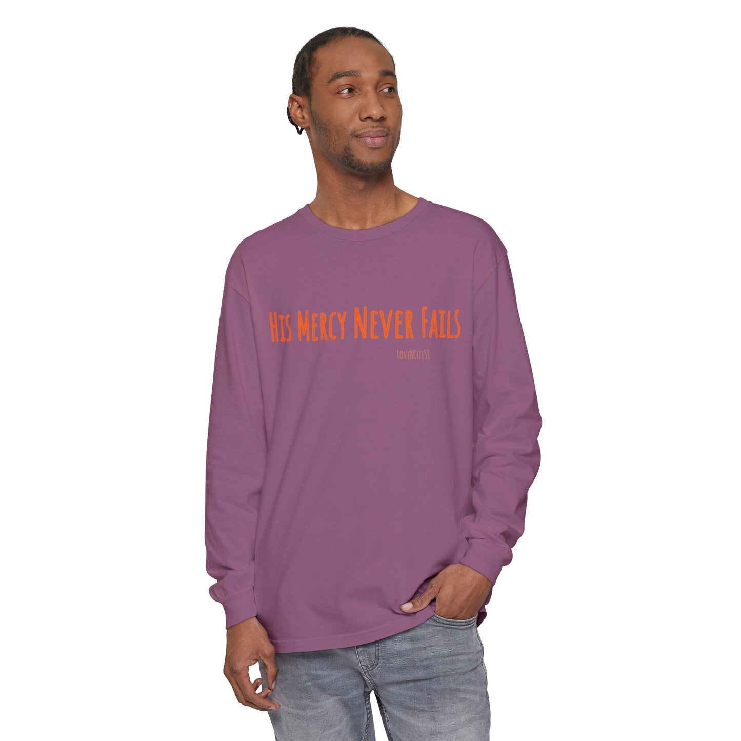 His Mercy Never Fails Tee - Comfort Colors Long Sleeve