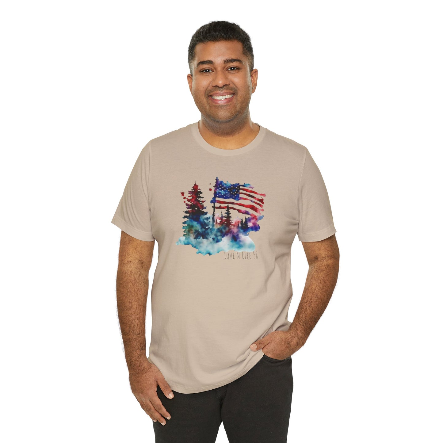 American Flag Patriotic LoveNLife58 Tee - Bella Canvas