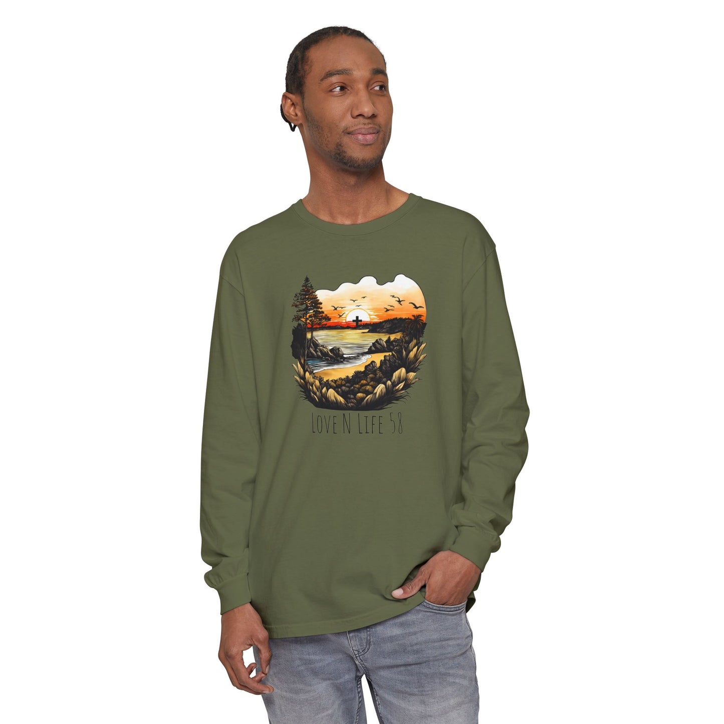 Sunset Cross - Comfort Colors Long Sleeve
