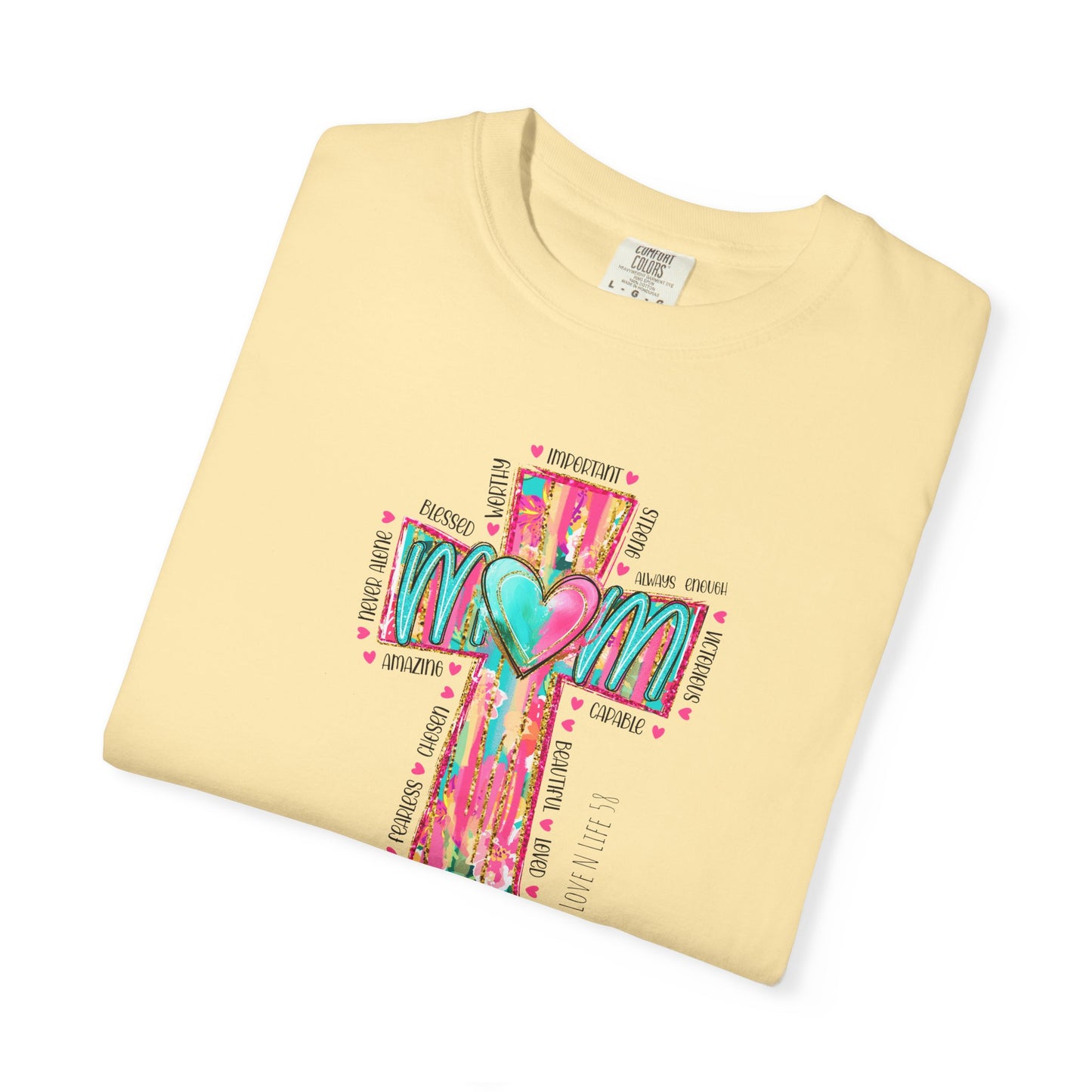 Colorful ‘Mom’ Cross Unisex Garment-Dyed T-shirt Color Comforts
