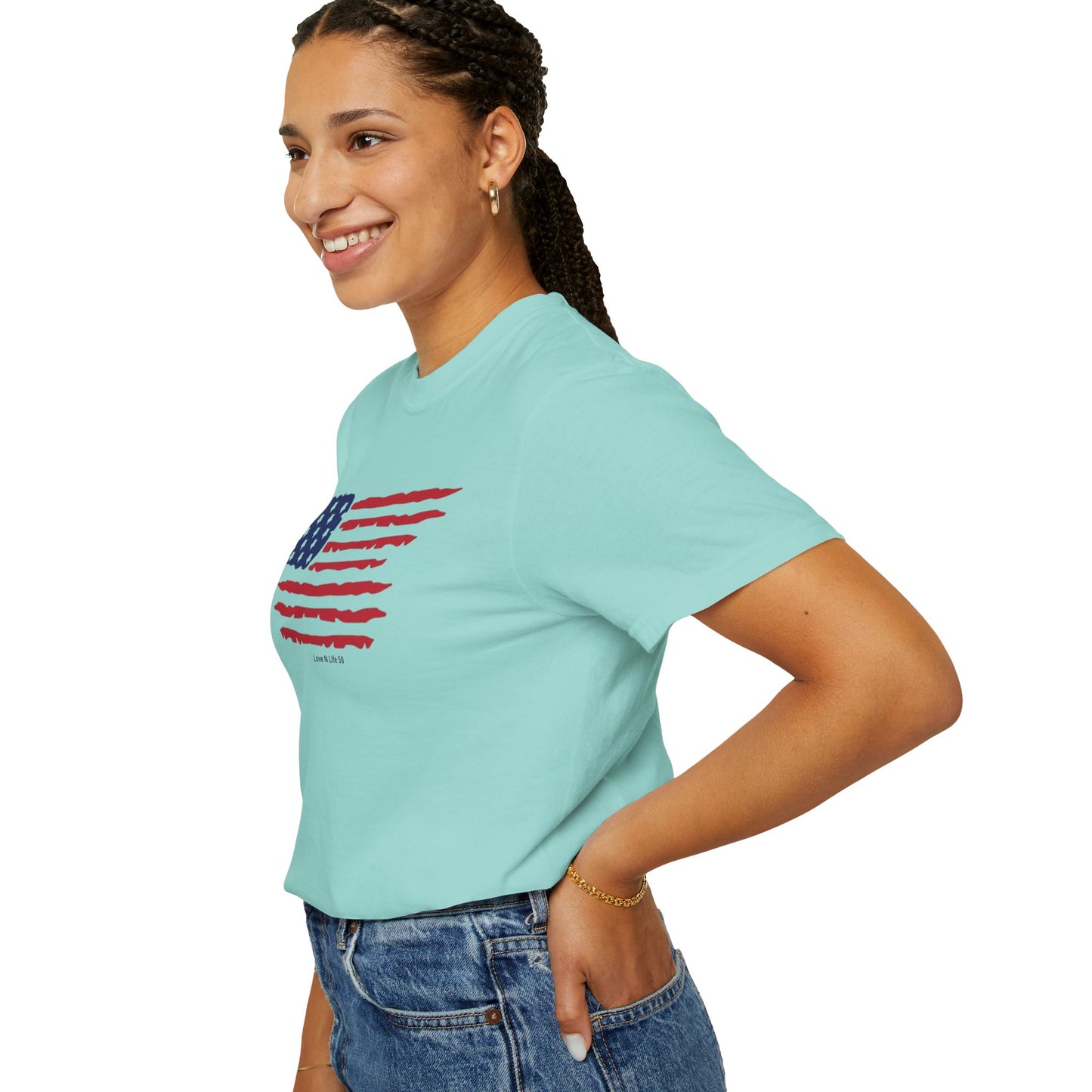 Patriotic Flag Love USA Tee - Comfort Colors