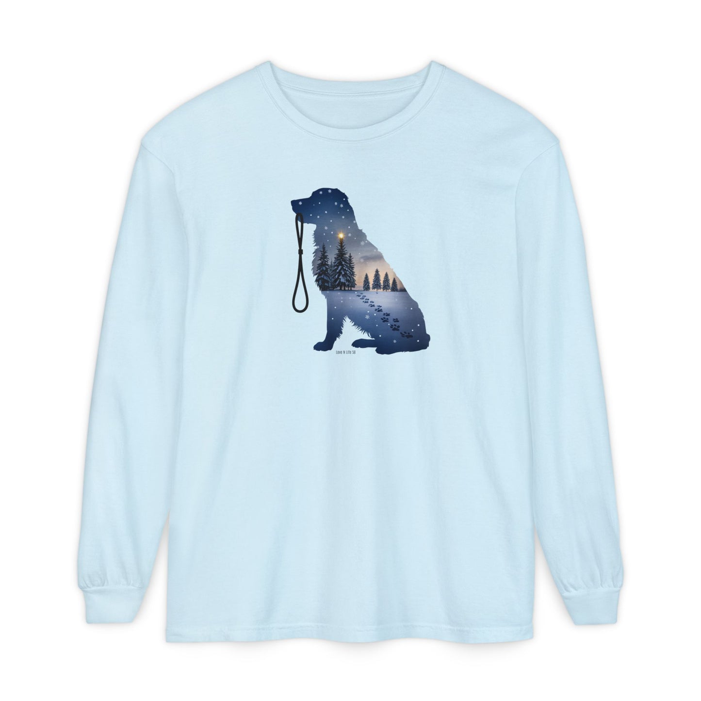 Winter Snowy Night Retriever Long Sleeve Tee