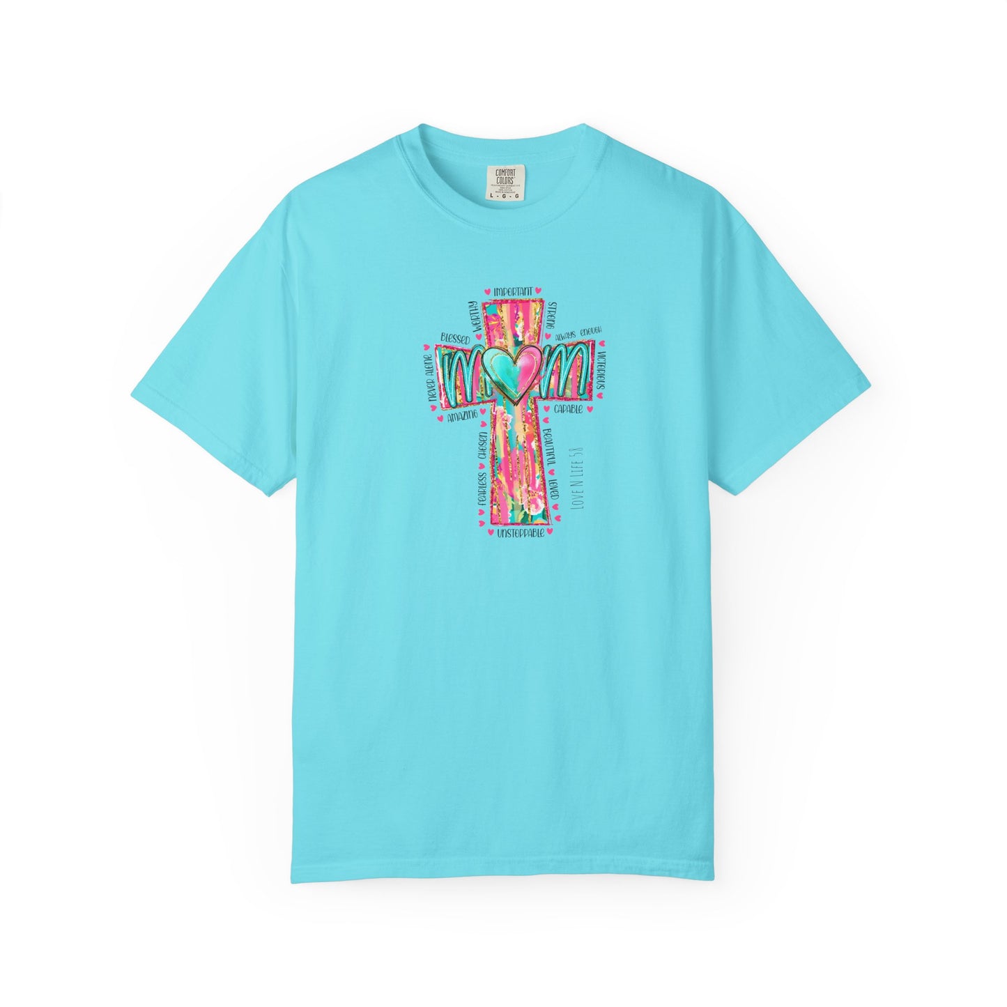 Colorful ‘Mom’ Cross Unisex Garment-Dyed T-shirt Color Comforts