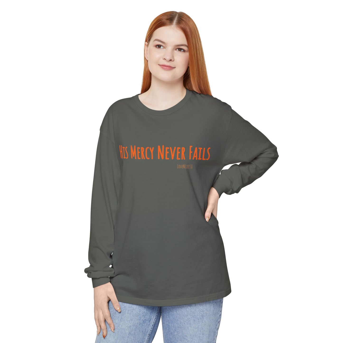 His Mercy Never Fails Tee - Comfort Colors Long Sleeve