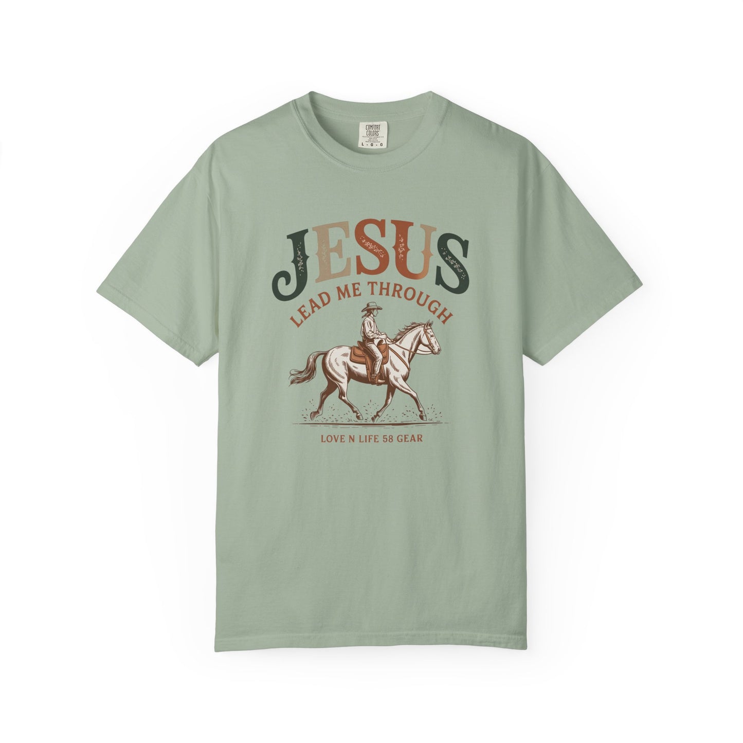 Jesus Lead Me Through Short Sleeve Tee — Christian Cowgirl Faith Tee