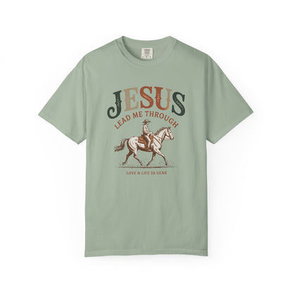 Jesus Lead Me Through Short Sleeve Tee — Christian Cowgirl Faith Tee
