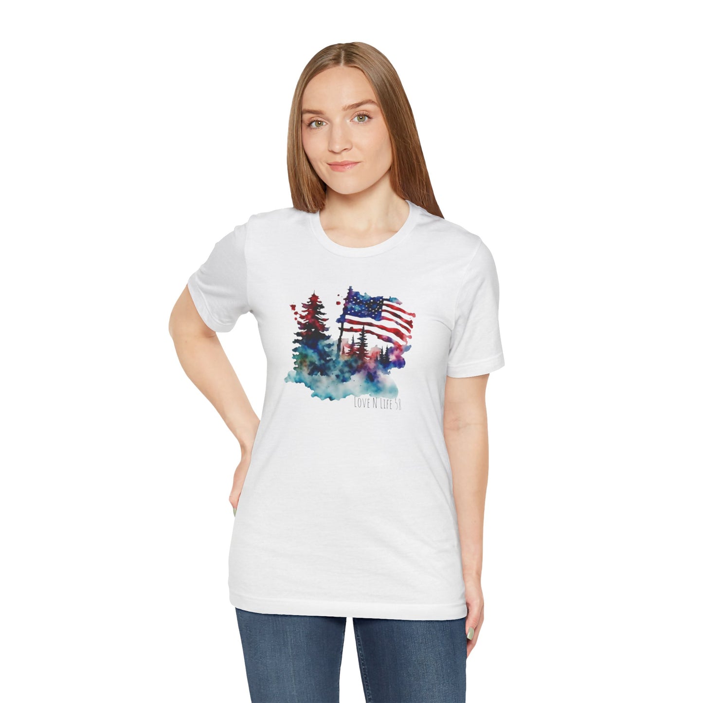 American Flag Patriotic LoveNLife58 Tee - Bella Canvas