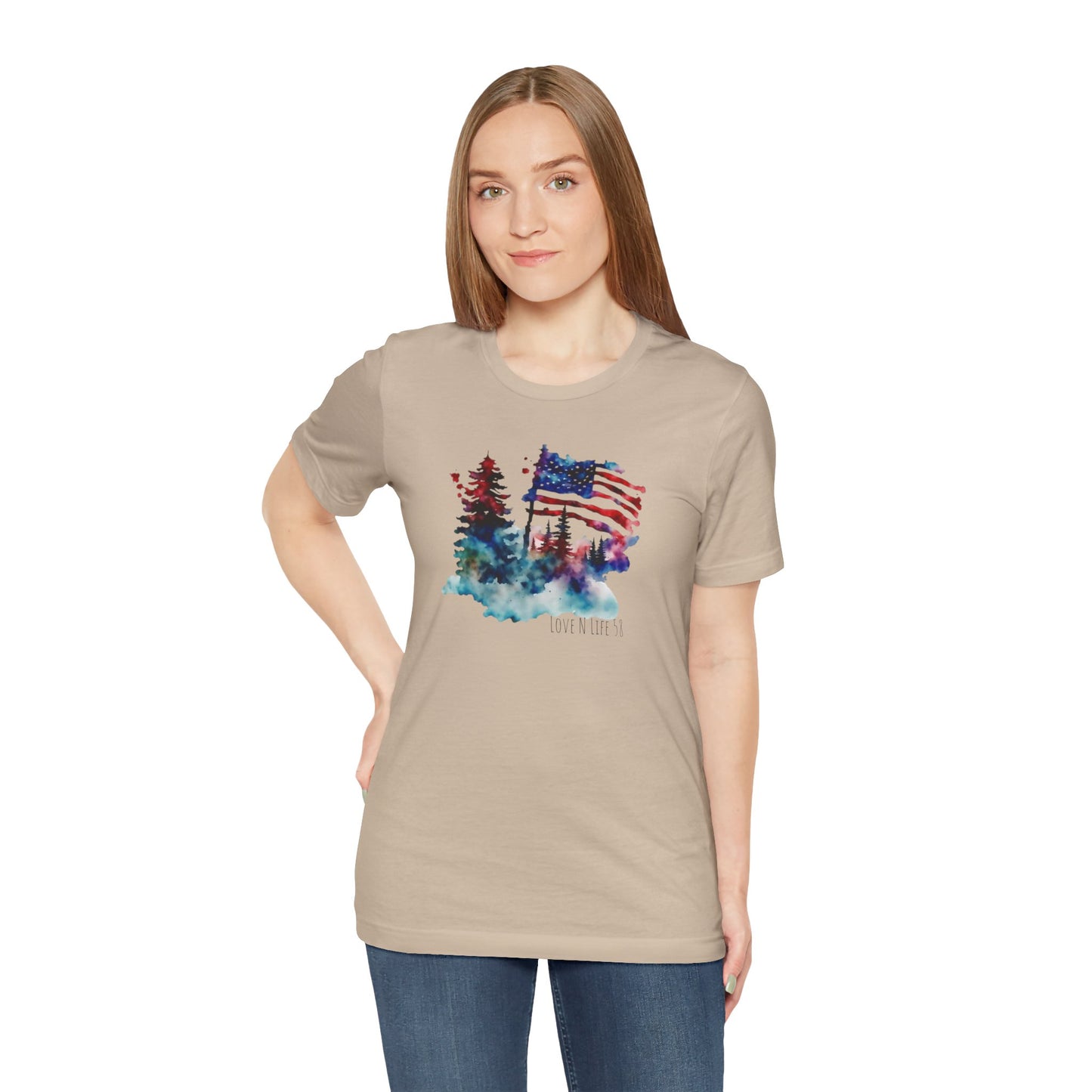 American Flag Patriotic LoveNLife58 Tee - Bella Canvas
