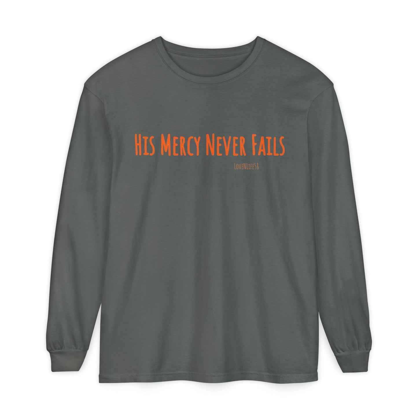 His Mercy Never Fails Tee - Comfort Colors Long Sleeve