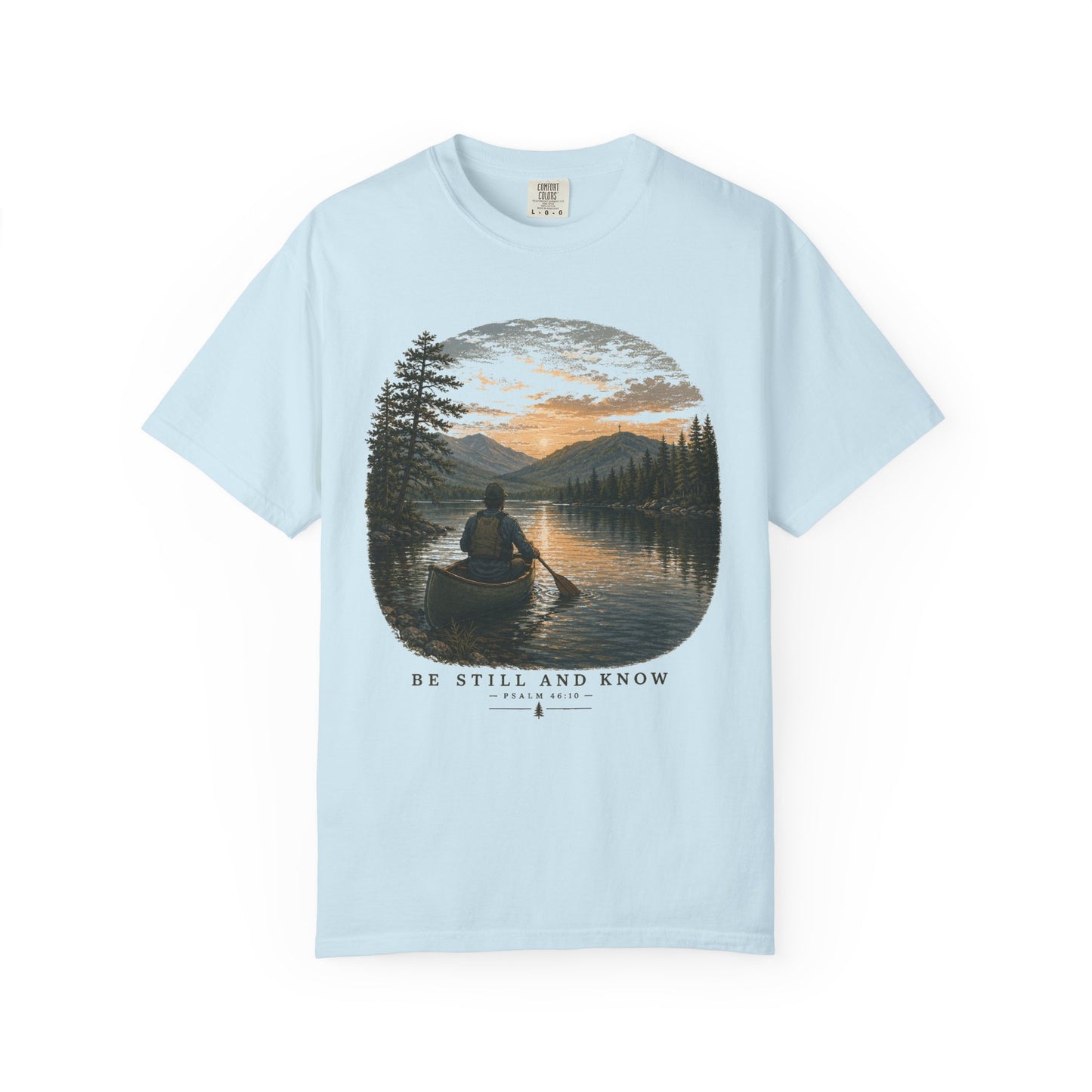 Be Still and Know Short Sleeve Unisex Meditative Canoe Nature Tee