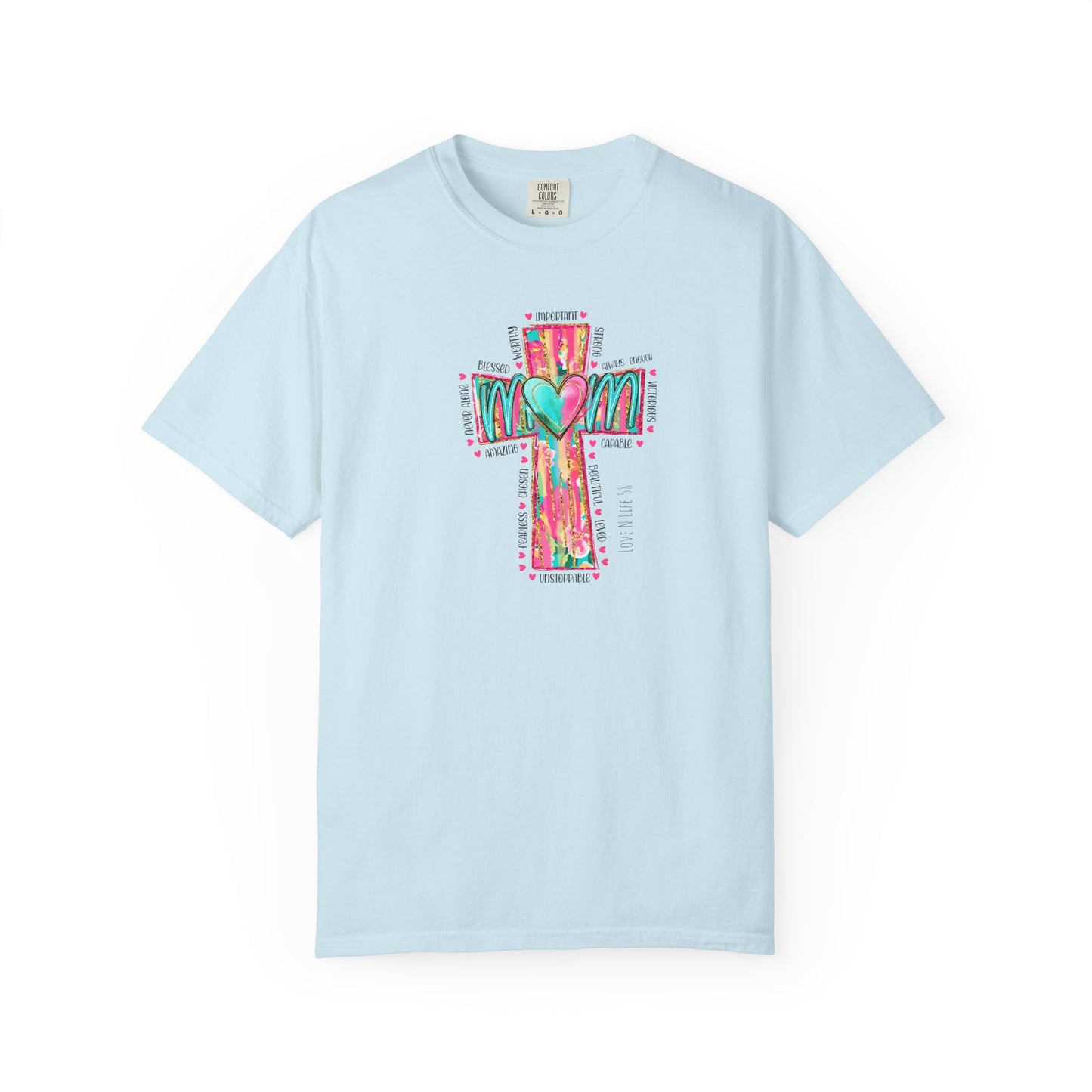 Colorful ‘Mom’ Cross Unisex Garment-Dyed T-shirt Color Comforts