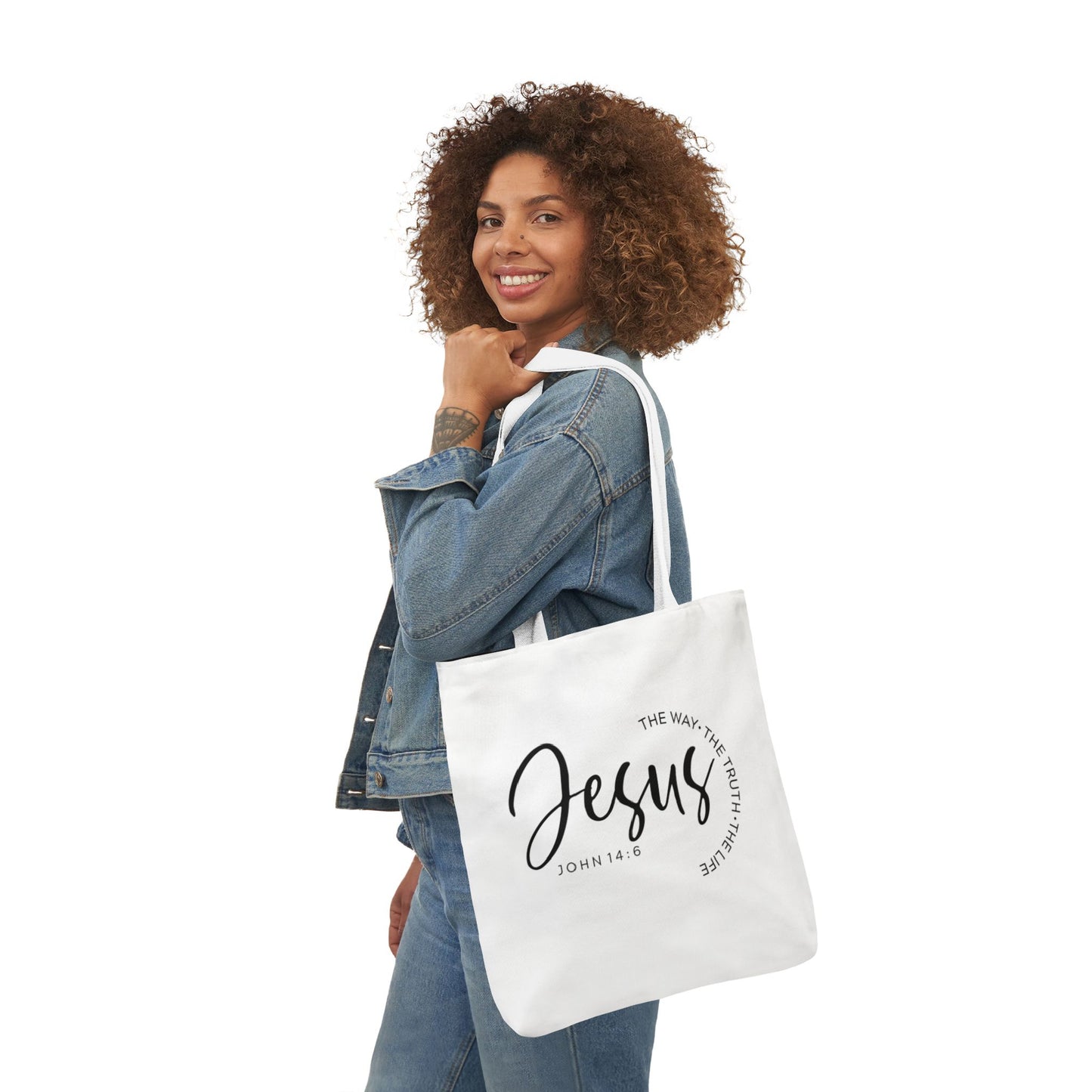 Inspirational Canvas Tote Bag - Faithful Design, Jesus Quote