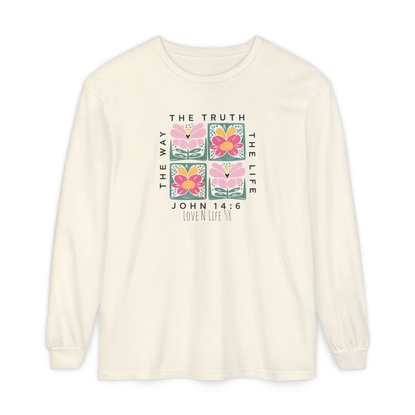 John 14:6 Floral Long Sleeve Tee — The Way, The Truth, The Life