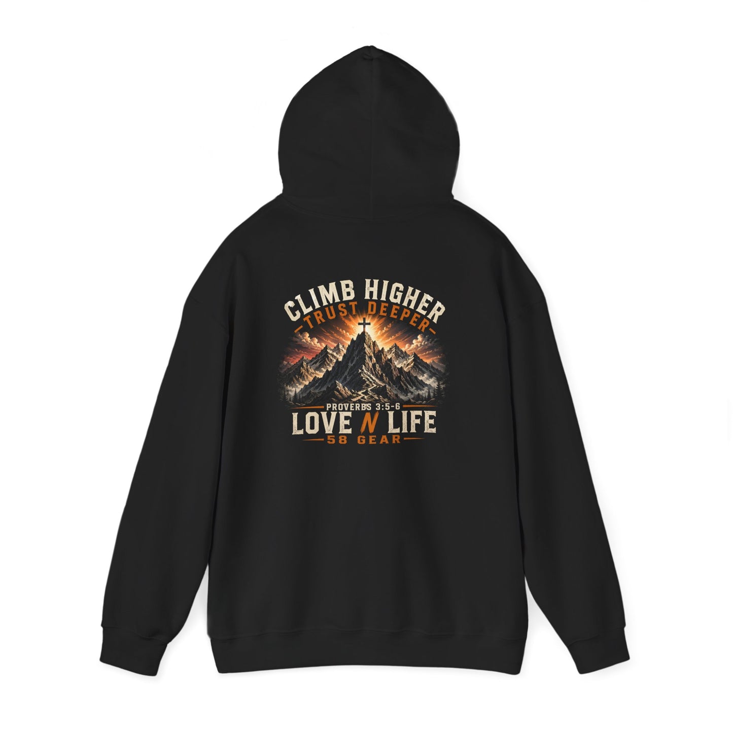 Mountain Climbing Hoodie — "Climb Higher, Trust Deeper" Adventure Pullover