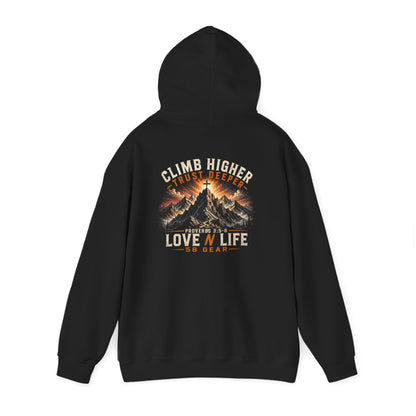 Mountain Climbing Hoodie — "Climb Higher, Trust Deeper" Adventure Pullover