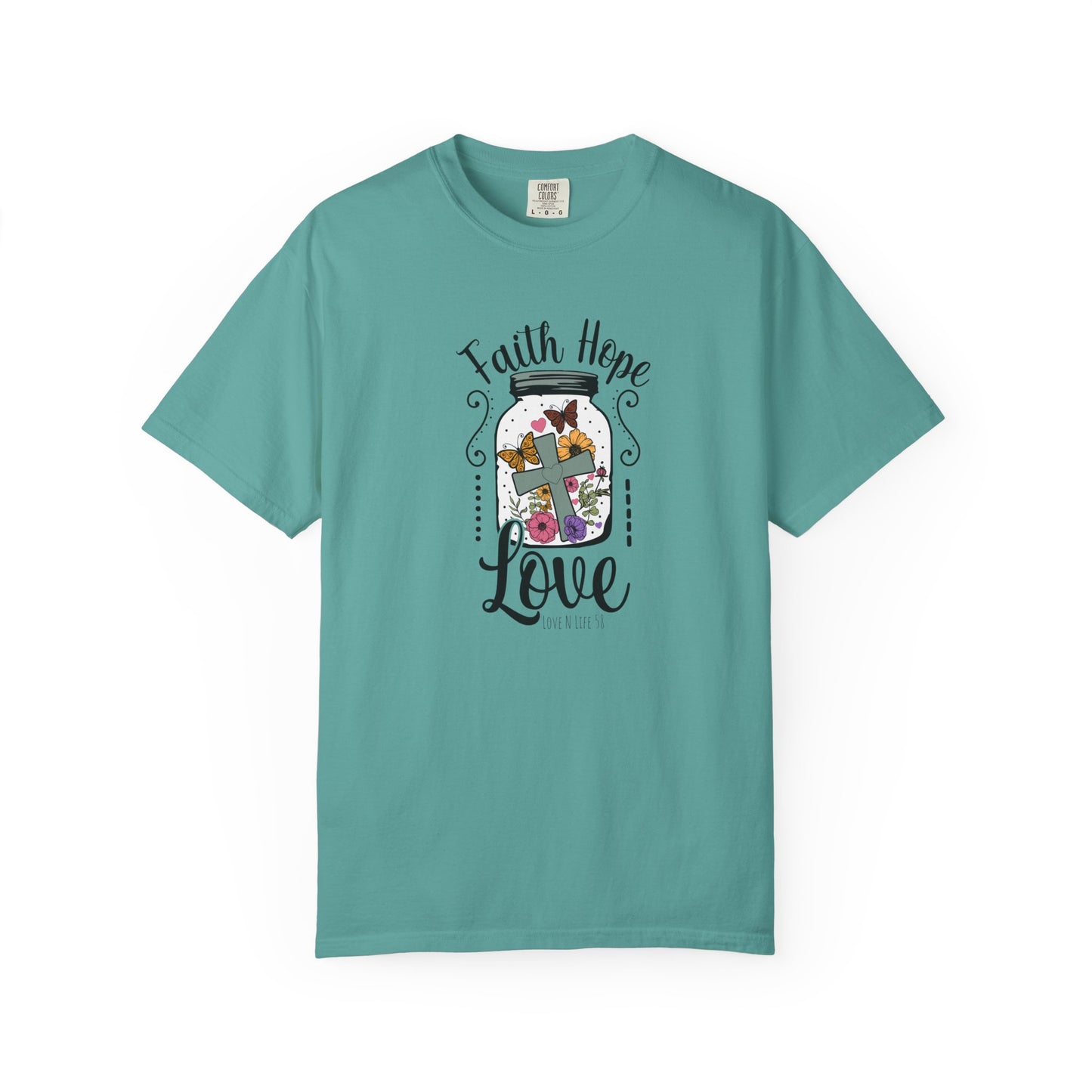 Faith Hope Love Butterfly in a Jar - Comfort Colors