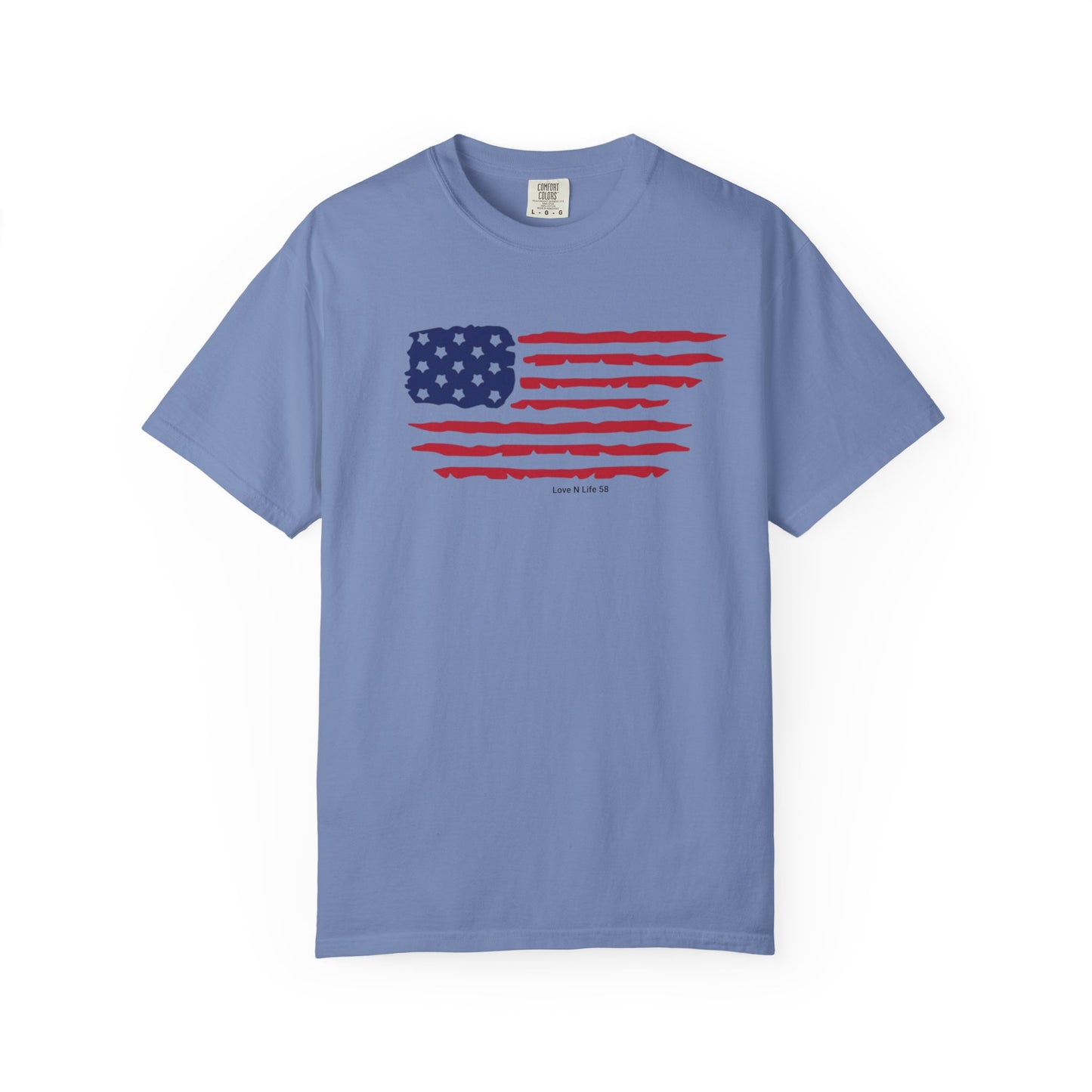 Patriotic Flag Love USA Tee - Comfort Colors