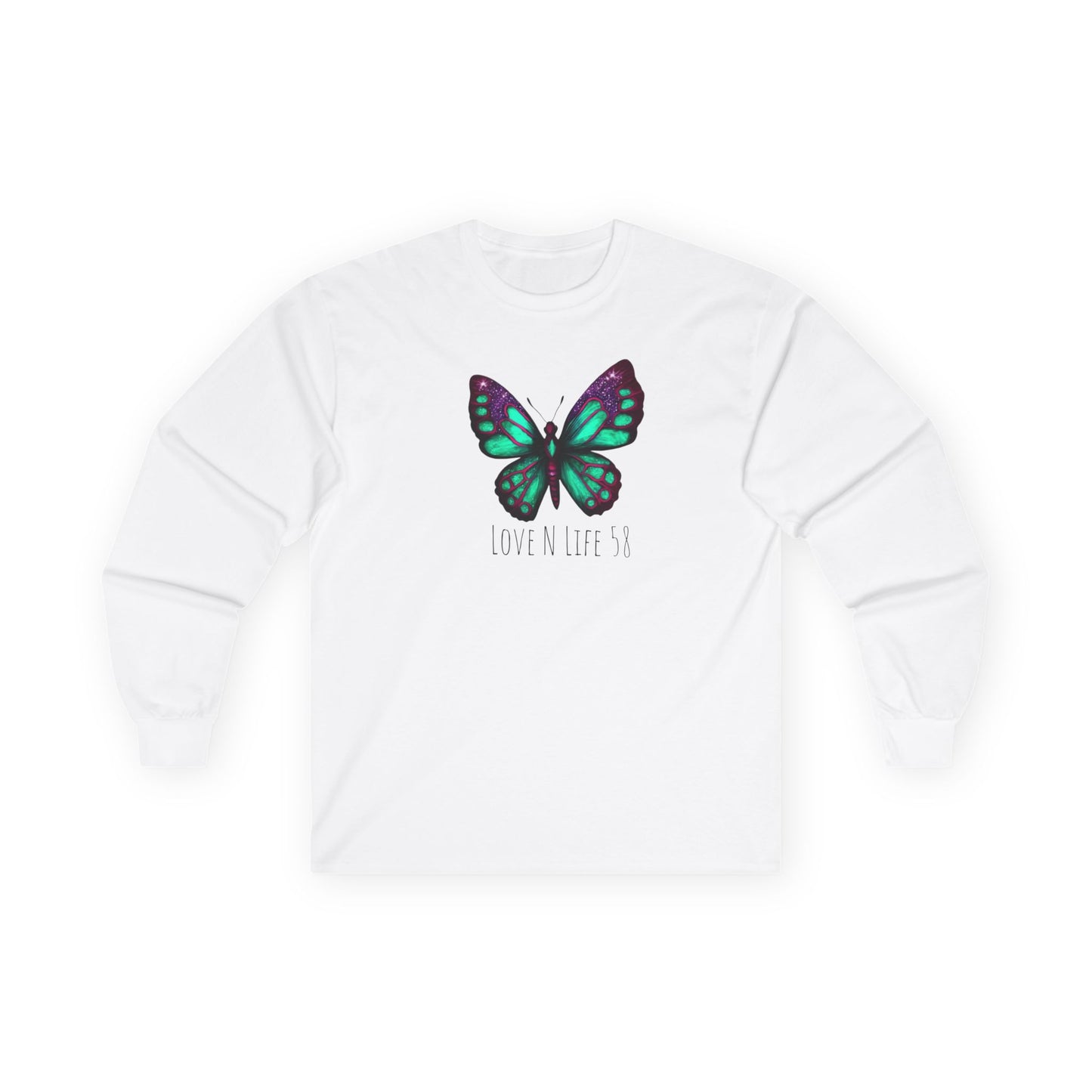 Butterfly Love N Life Unisex Long Sleeve Tee - Vibrant Graphic Shirt for Nature Lovers Gildan