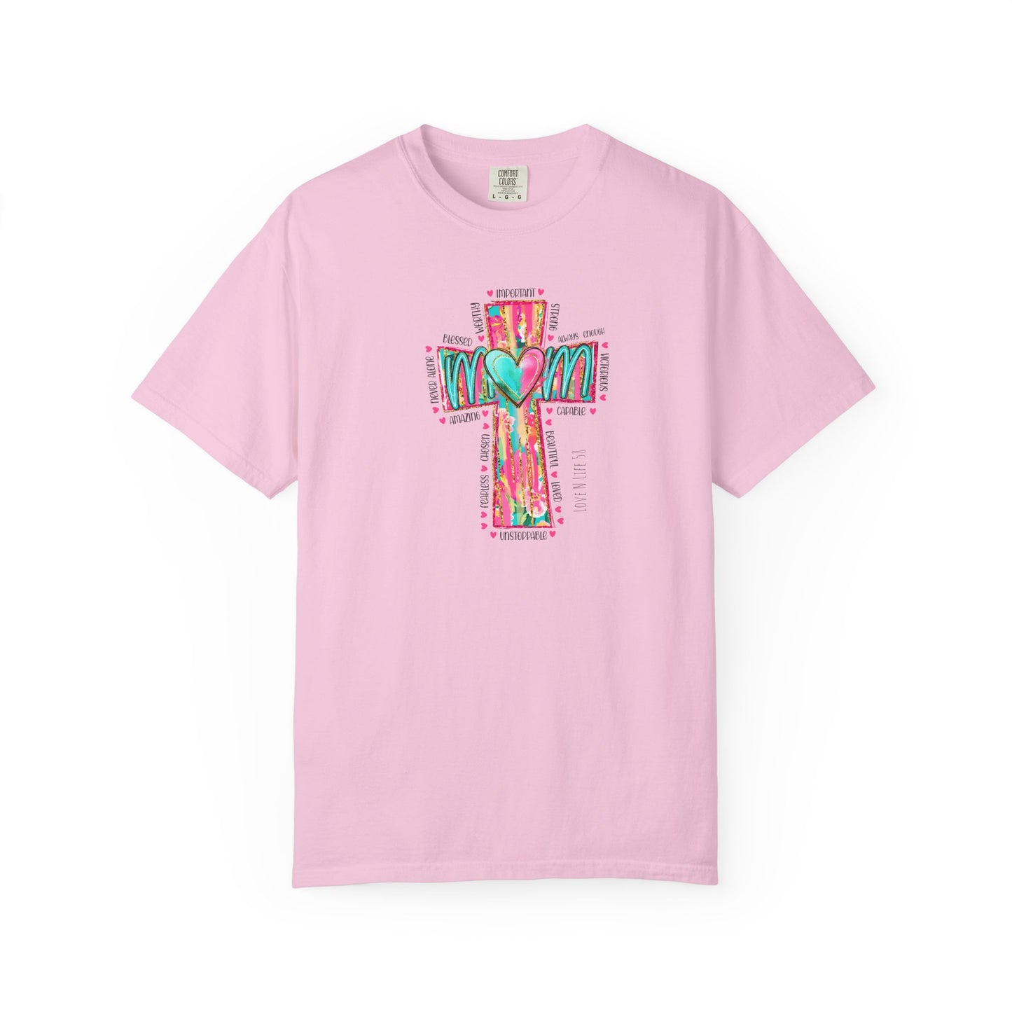 Colorful ‘Mom’ Cross Unisex Garment-Dyed T-shirt Color Comforts