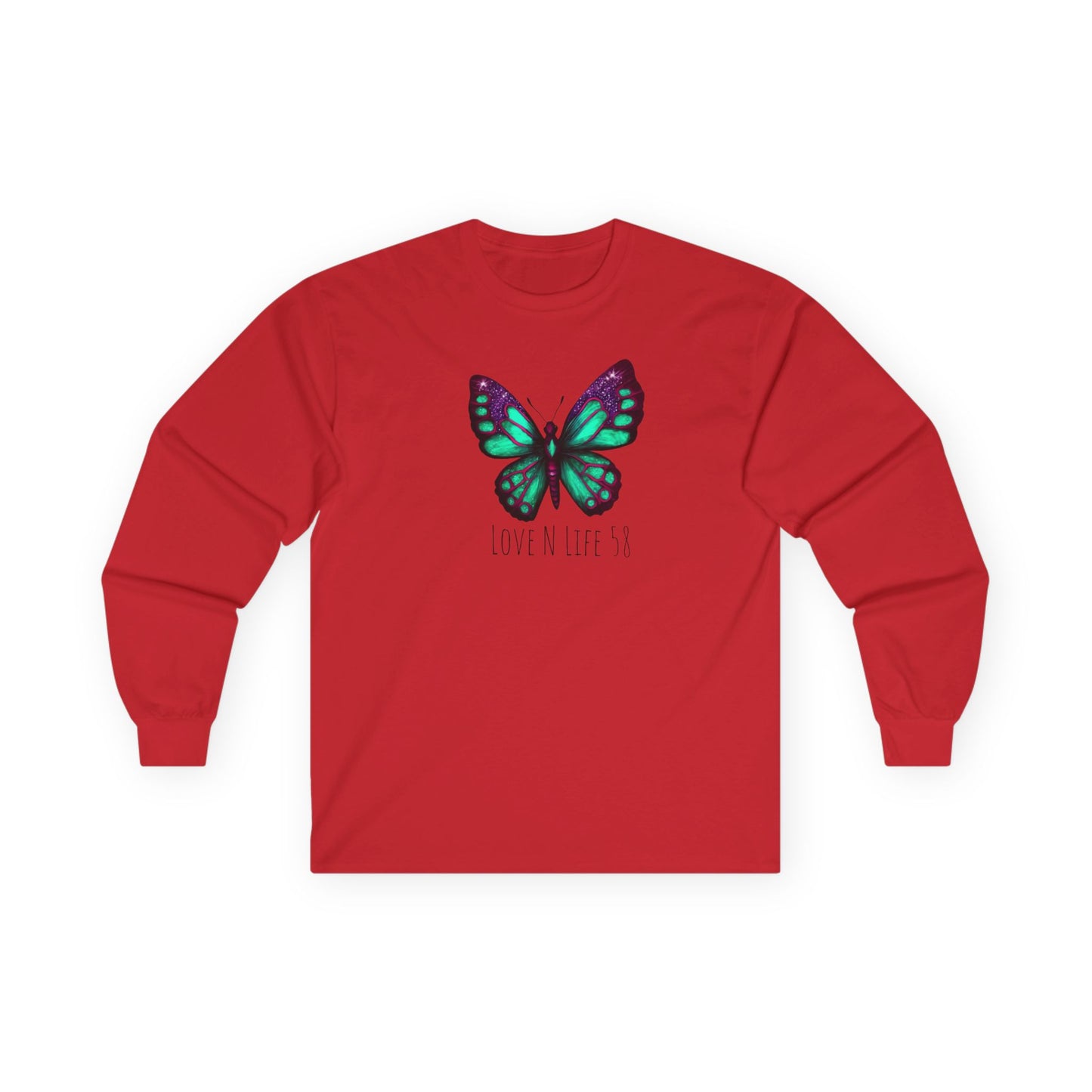 Butterfly Love N Life Unisex Long Sleeve Tee - Vibrant Graphic Shirt for Nature Lovers Gildan