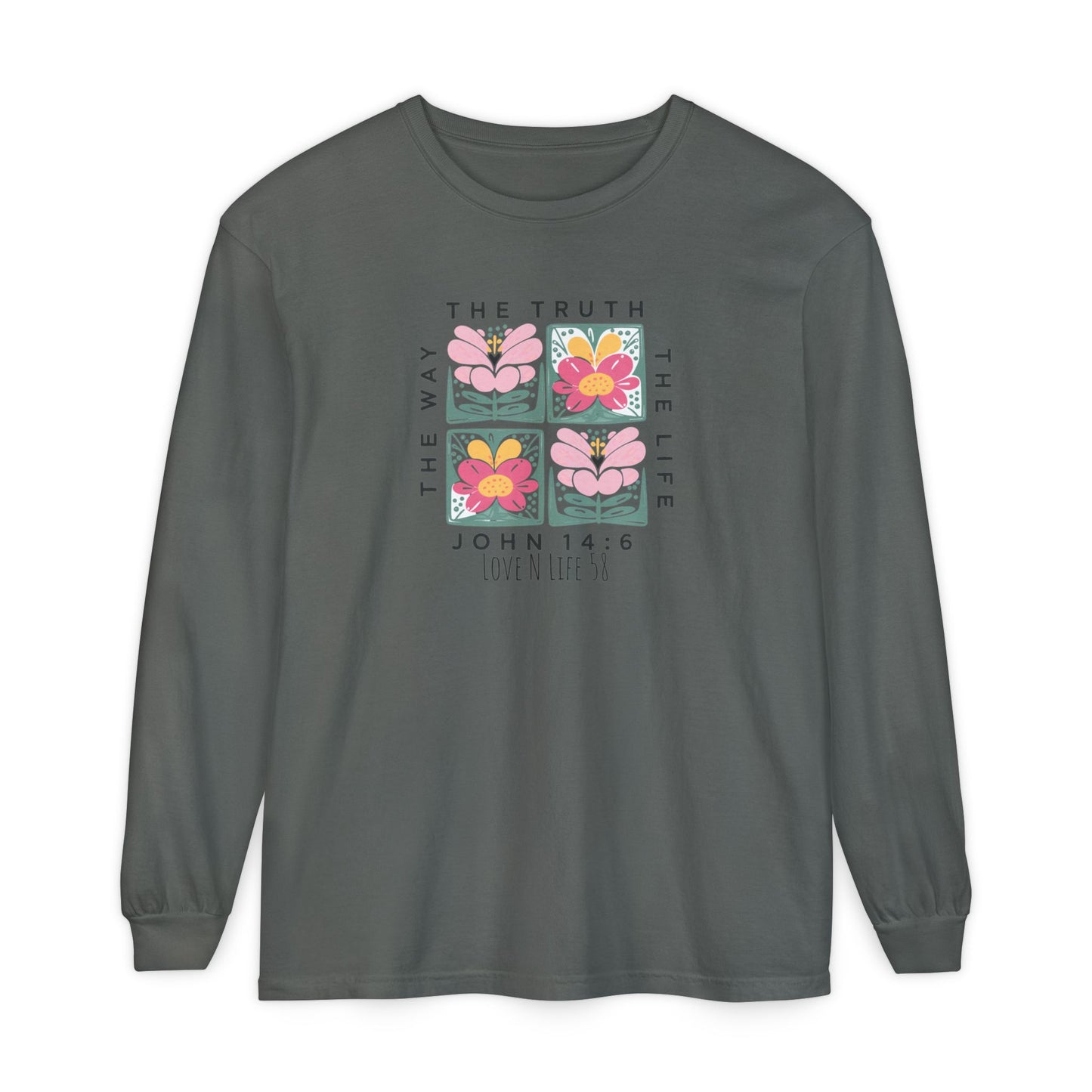 John 14:6 Floral Long Sleeve Tee — The Way, The Truth, The Life