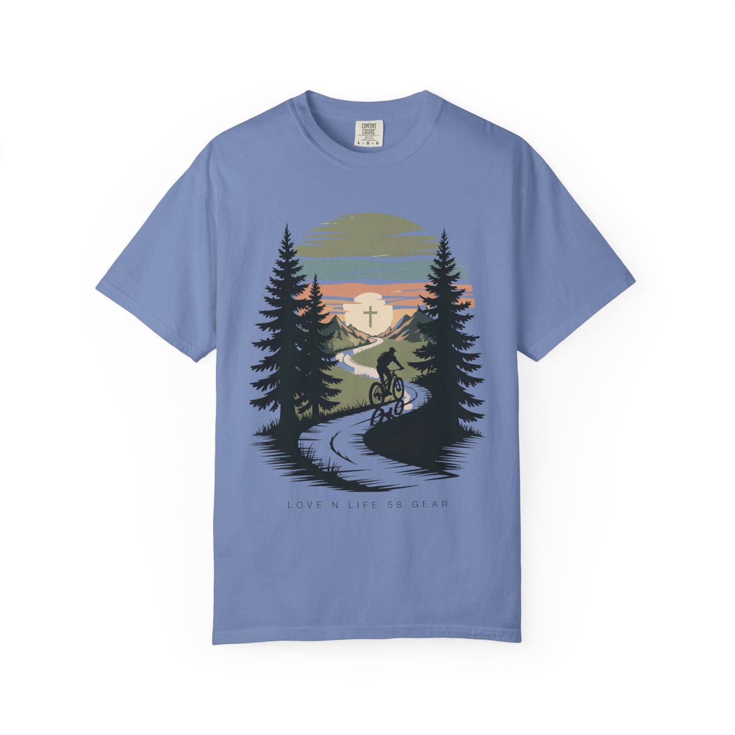 Mountain Bike Trail Short Sleeve Tee — Scenic Sunrise Cycling Tee