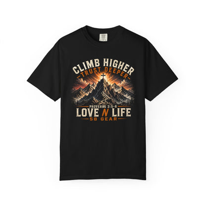Climb Higher Trust Deeper Proverbs 3:5-6 Short Sleeve Tee