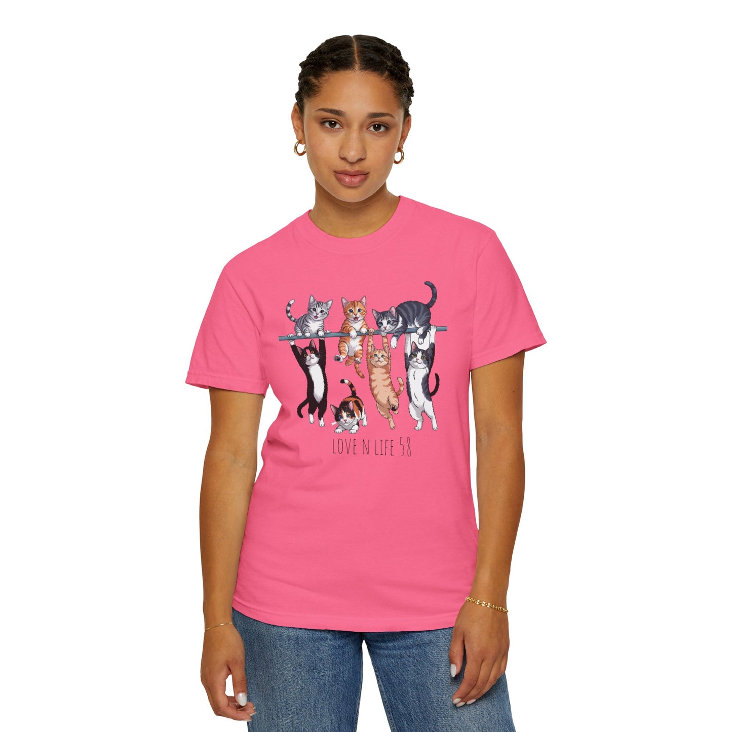Cat Lover Love N Life 58 Tee - Comfort Colors