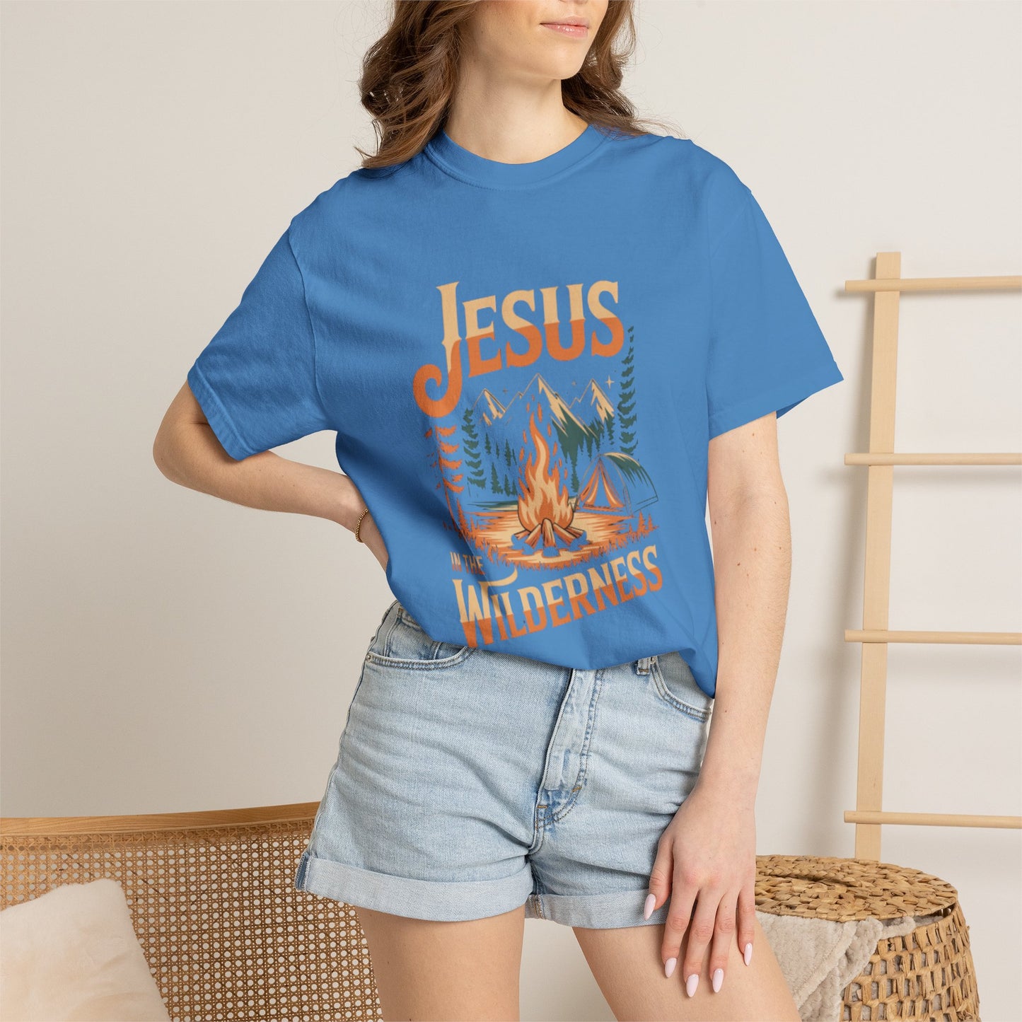 Jesus in the Wilderness Short Sleeve Tee — Faith Camping Graphic Tee