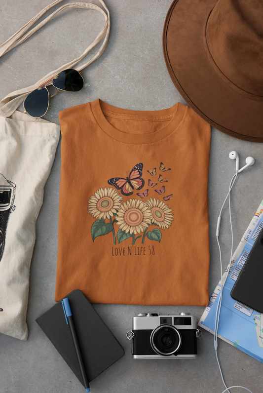 Butterflies and Sunflowers Long Sleeve Comfort Colors
