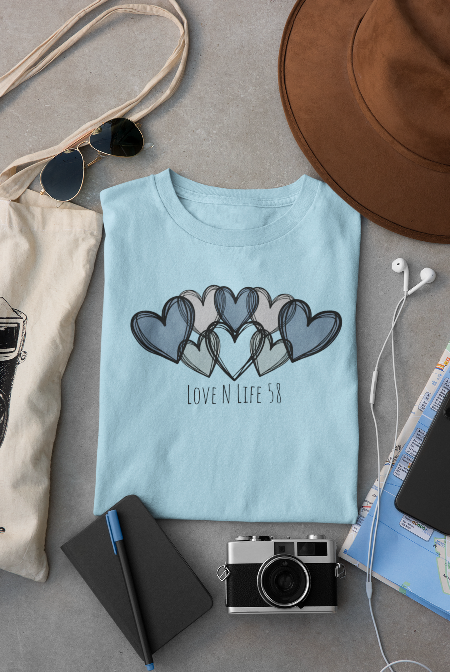 Hearts and Love N Life 58 Tee - Comfort Colors Long Sleeve
