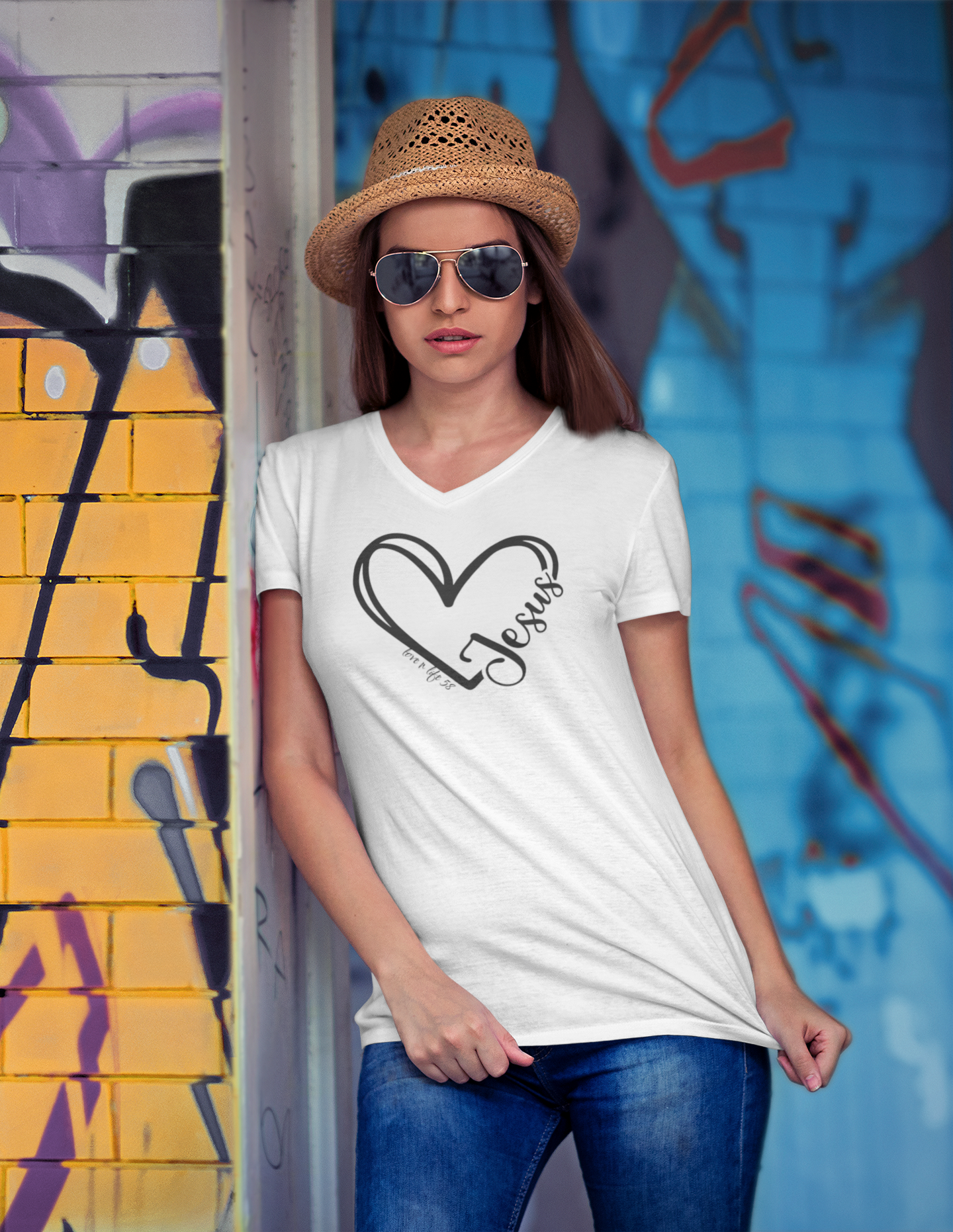 JESUS Heart Tee - V- Neck
