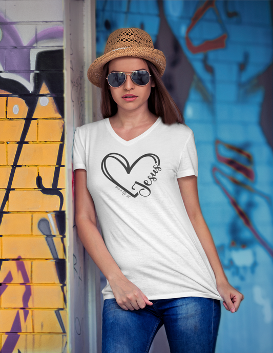 JESUS Heart Tee - V- Neck