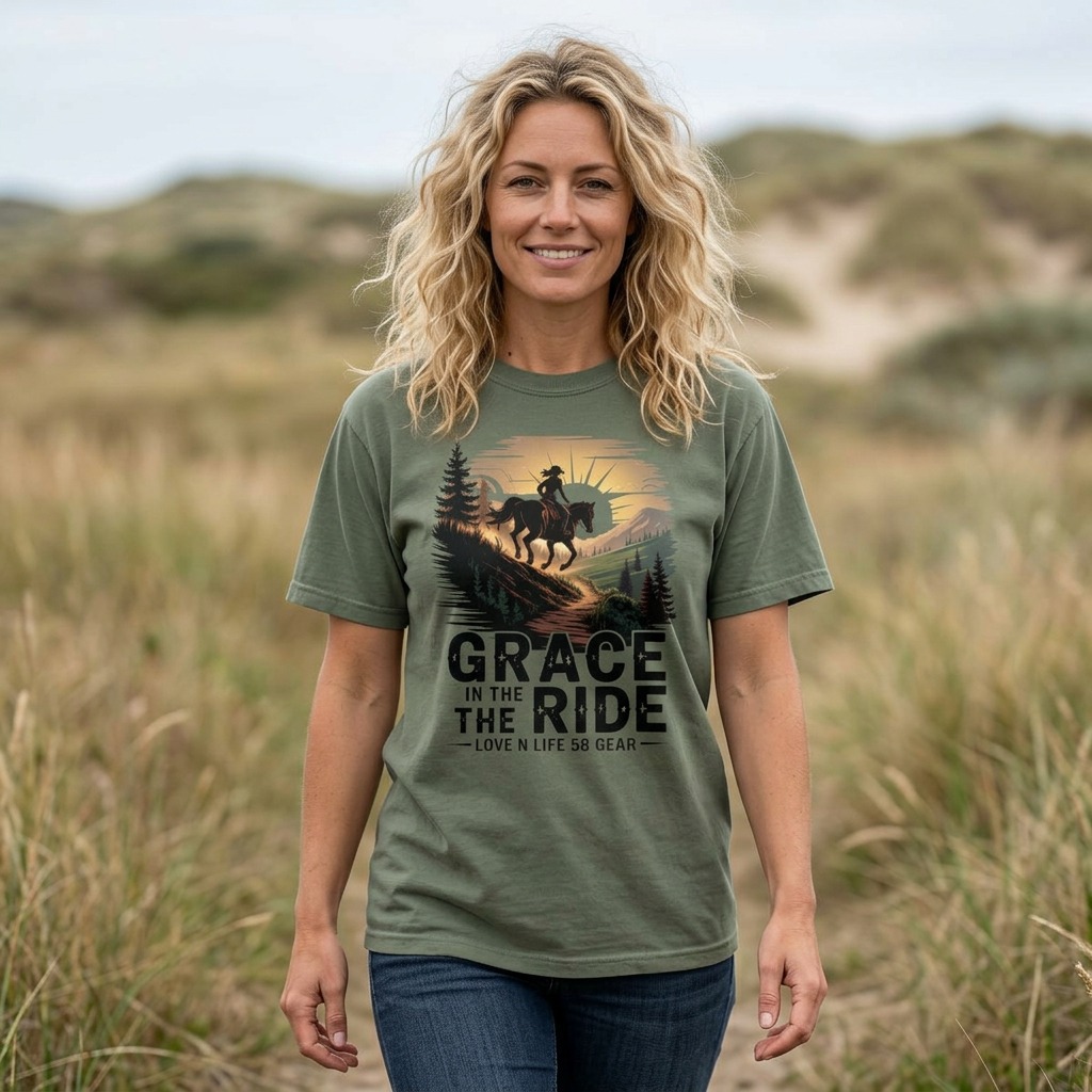 Grace In The Ride Cowgirl Short Sleeve Tee — Western Horseback