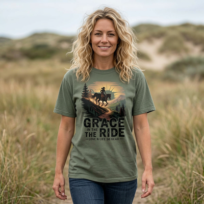 Grace In The Ride Cowgirl Short Sleeve Tee — Western Horseback