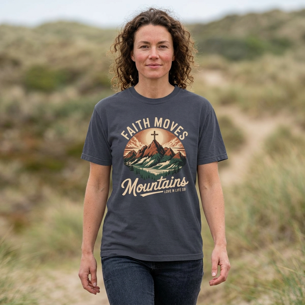 Faith Moves Mountains Short Sleeve Tee — Christian Mountain