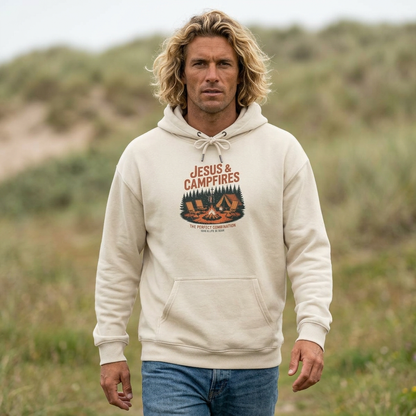 Jesus & Campfires Hoodie - Christian Camping Pullover