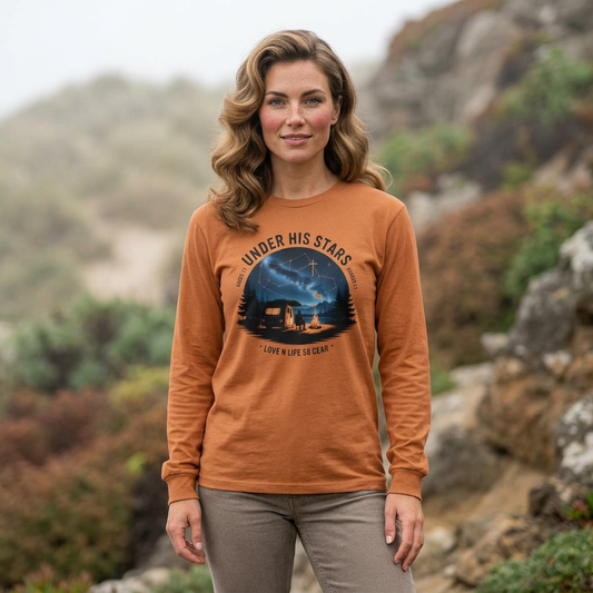 Under His Stars Camping Long Sleeve Tee
