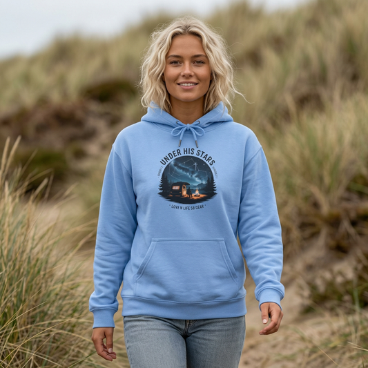 "Under His Stars" Scenic Night Sky Camping Hoodie