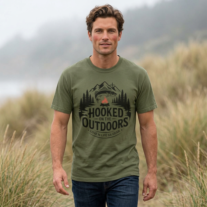 Hooked on the Outdoors Short Sleeve Fishing & Camping Tee