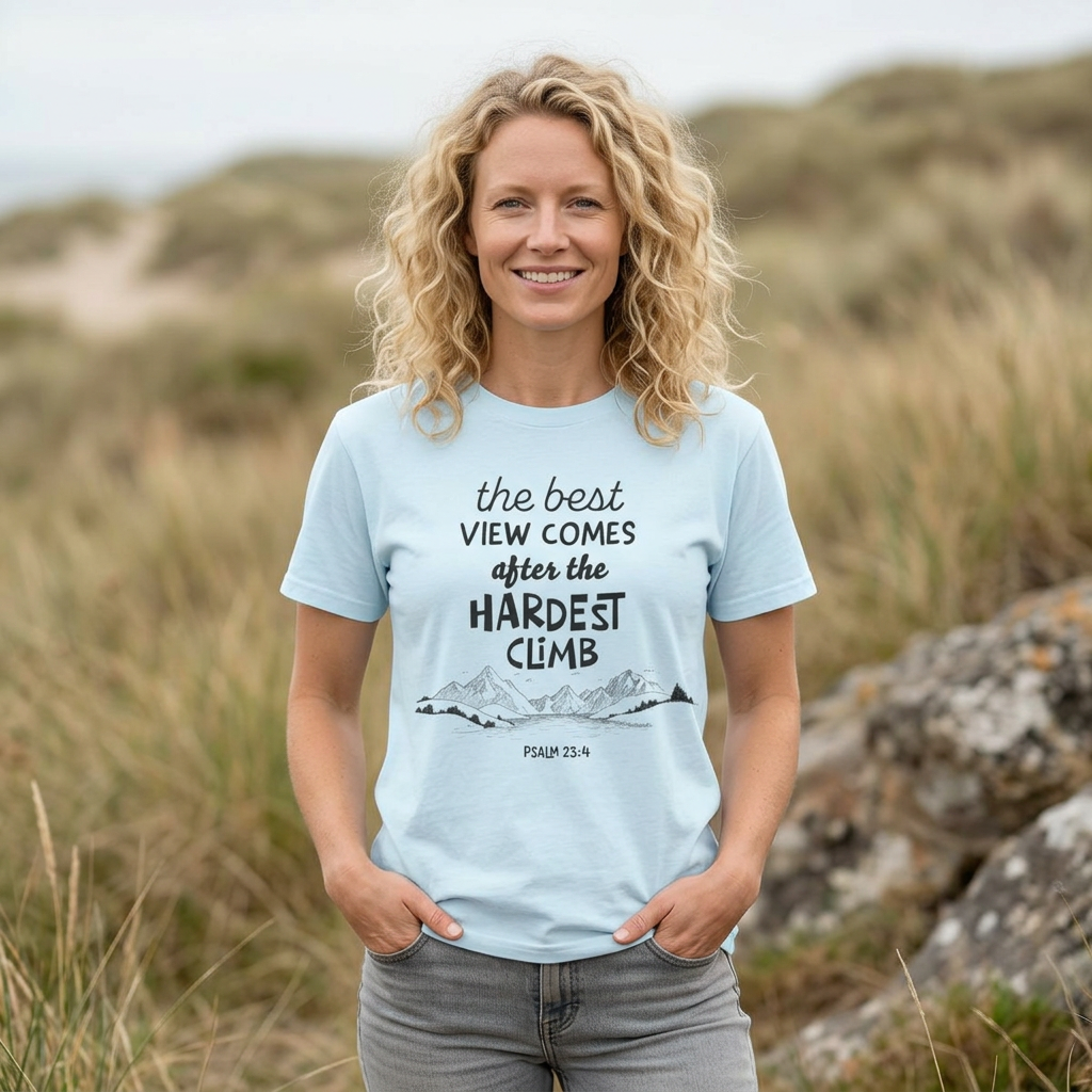 "The Best View Comes After the Hardest Climb" (Psalm 23:4) Short Sleeve Tee
