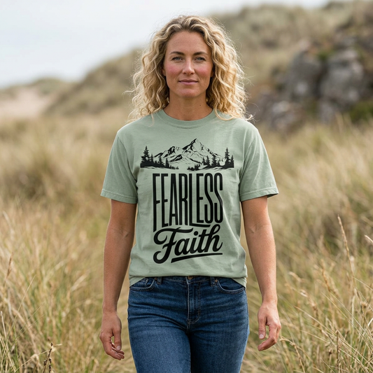 Fearless Faith Mountain Tee — Inspirational Christian Tee