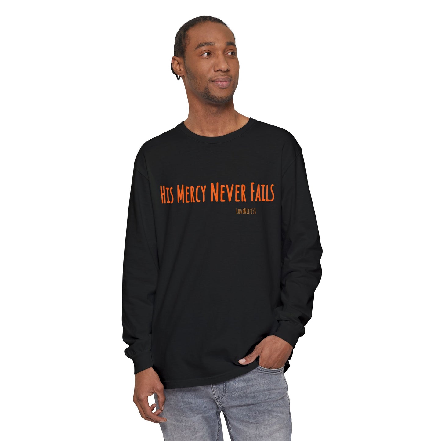 His Mercy Never Fails Tee - Comfort Colors Long Sleeve