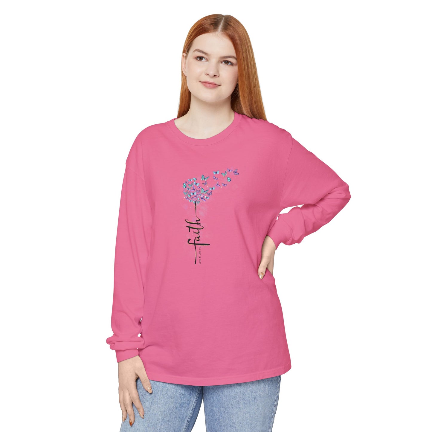 Faith Butterflies - Comfort Colors Long Sleeve