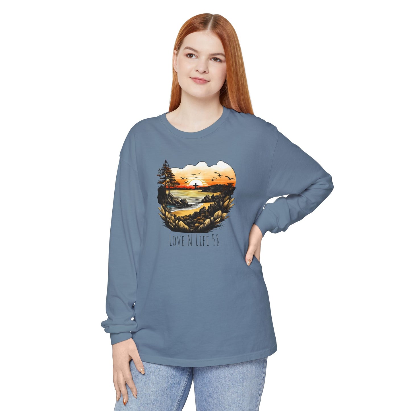 Sunset Cross - Comfort Colors Long Sleeve