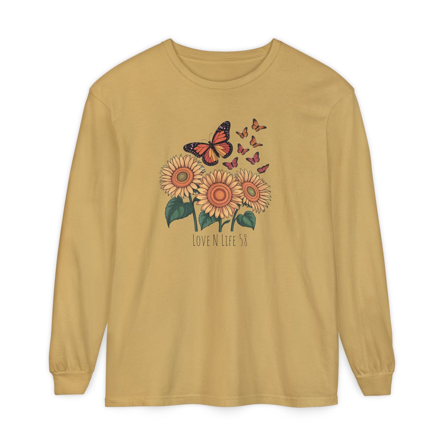 Butterflies and Sunflowers Long Sleeve Tee