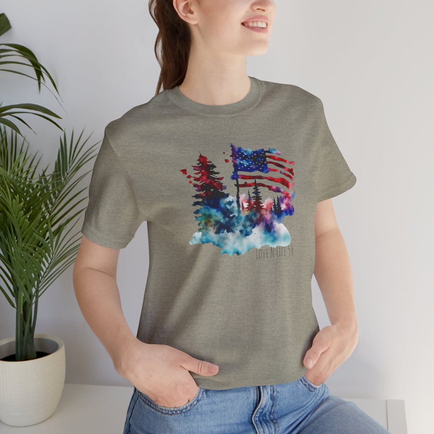 American Flag Patriotic LoveNLife58 Tee - Bella Canvas