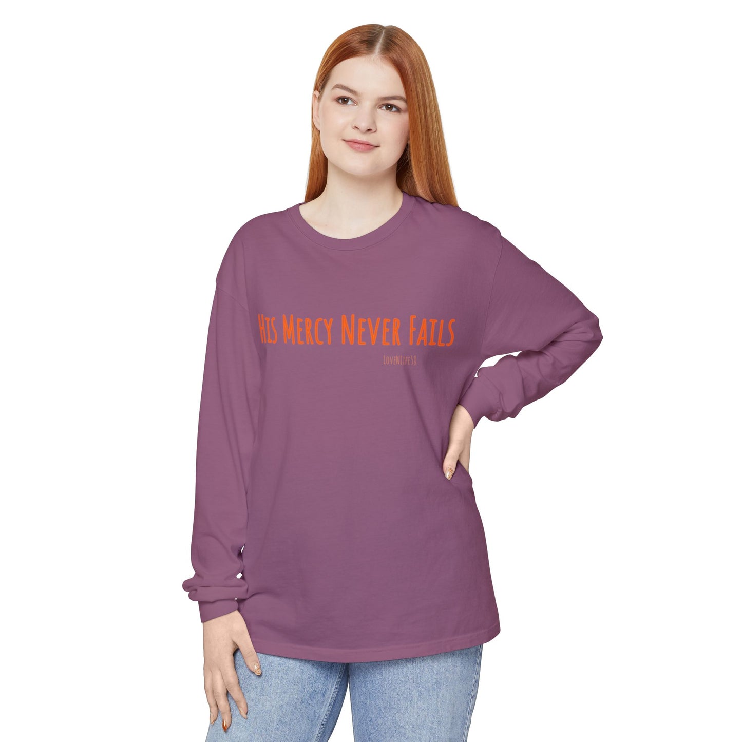 His Mercy Never Fails Tee - Comfort Colors Long Sleeve