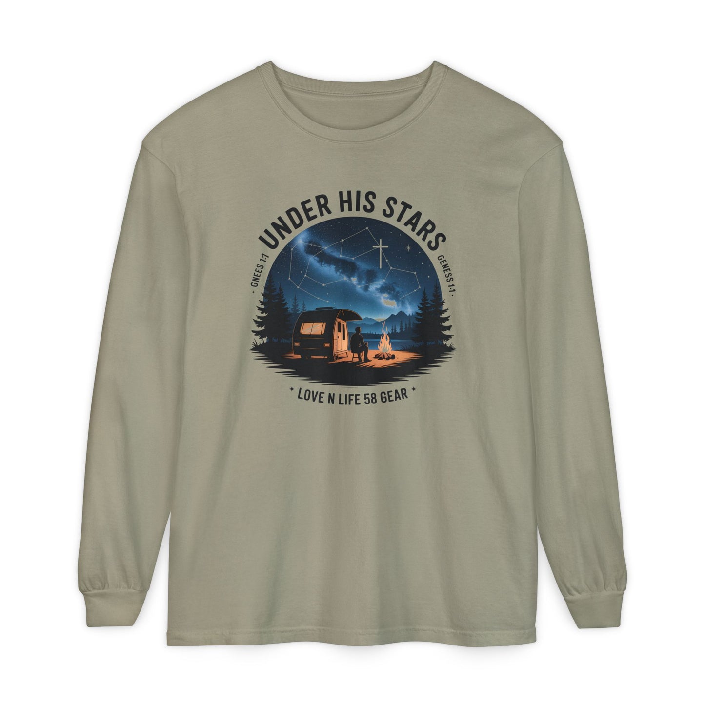Under His Stars Camping Long Sleeve Tee