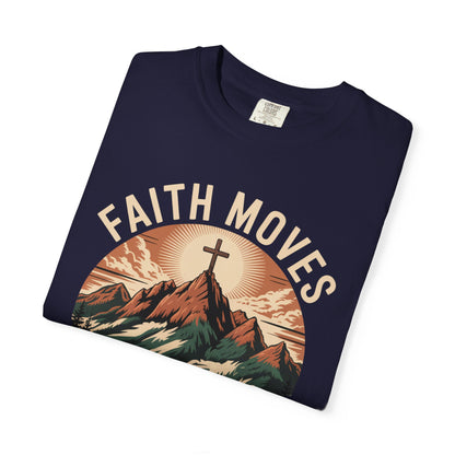 Faith Moves Mountains Short Sleeve Tee — Christian Mountain Graphic Tee